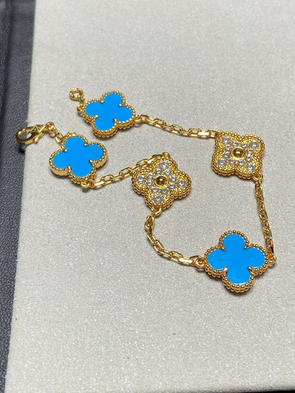 [⭐Reverie Jewels] CLOVER 5 MOTIF BLUE AGATE BRACELET COLLECTION