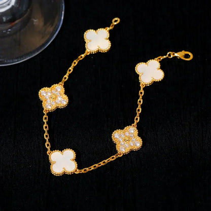 [⭐Reverie Jewels]CLOVER WHITE PEARL MOP 5 MOTIF BRACELET COLLECTION