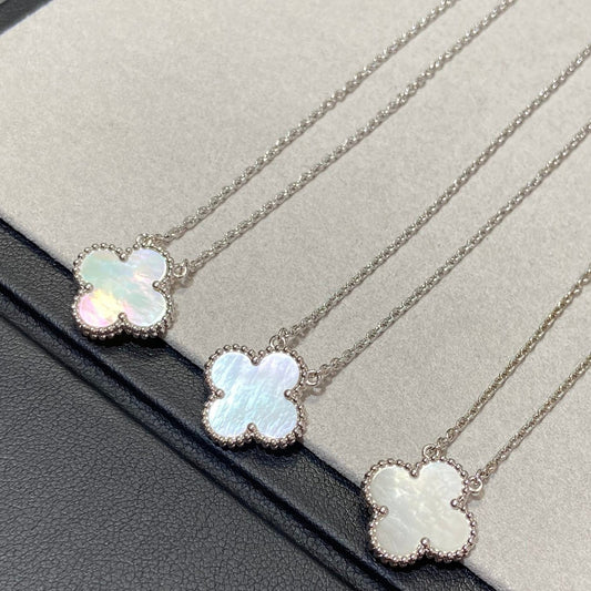 [⭐Reverie Jewels]CLOVER MEDIUM SILVER WHITE MOP NECKLACE