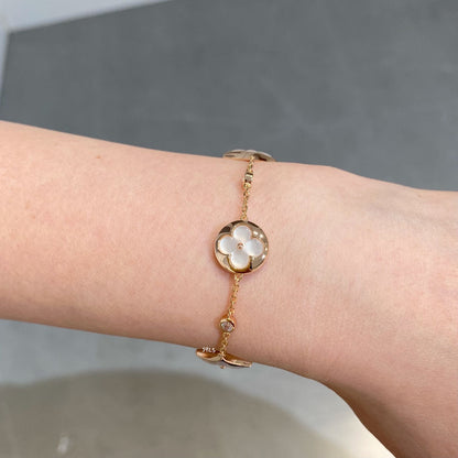 [⭐Reverie Jewels]STAR AND SUN 4 MOTIF WHITE MOP PINK GOLD BRACELET