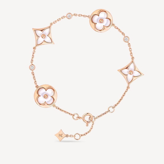 [⭐Reverie Jewels]STAR AND SUN 4 MOTIF WHITE MOP PINK GOLD BRACELET