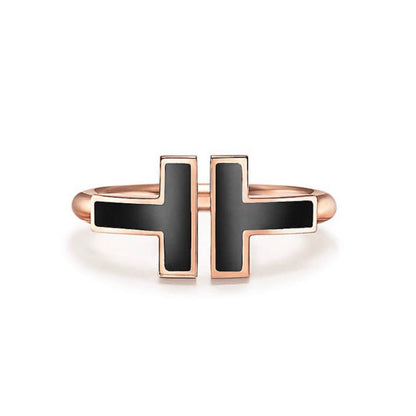 [Reverie Jewels]T SMALL ONYX PINK GOLD RING