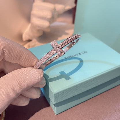 [Reverie Jewels]T1 WIDE HINGED BANGLE DIAMOND PAVED BRACELET