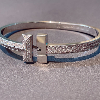 [Reverie Jewels]T1 WIDE HINGED BANGLE DIAMOND PAVED BRACELET
