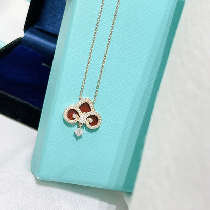 [Reverie Jewels]FLEUR DE LIS PINK GOLD DIAMOND NECKLACE