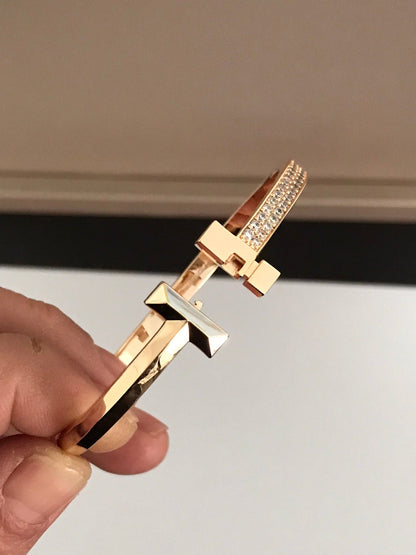[Reverie Jewels]T1 WIDE DIAMOND HINGED BANGLE PINK GOLD