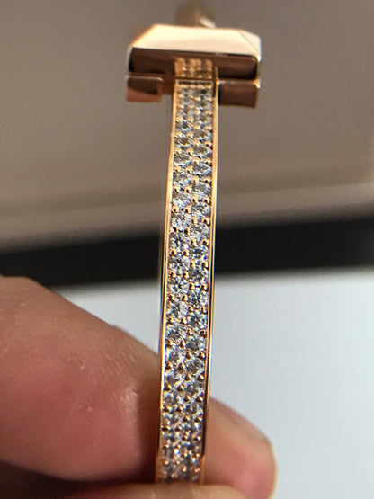 [Reverie Jewels]T1 WIDE DIAMOND HINGED BANGLE PINK GOLD