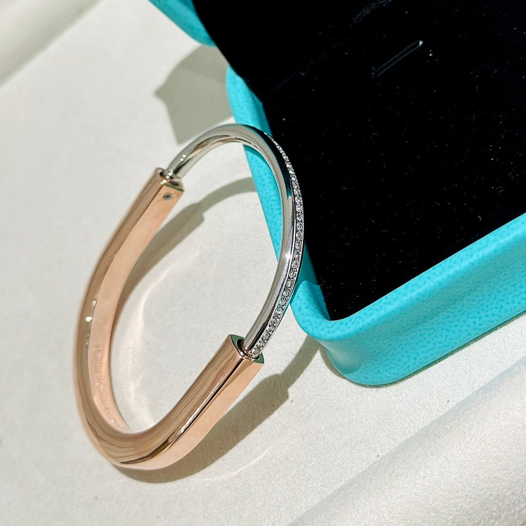 [Reverie Jewels]LOCK PINK GOLD SILVER DIAMOND BRACELET