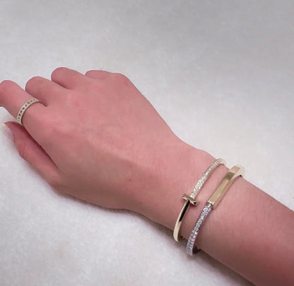 [Reverie Jewels]LOCK PINK GOLD SILVER DIAMOND BRACELET