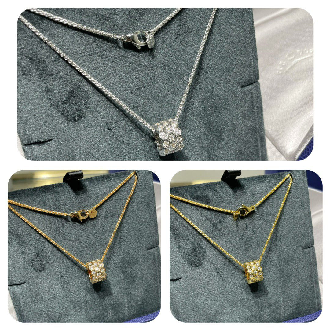 [⭐Reverie Jewels]BEE LOVE DIAMOND PAVED 3 ROW NECKLACE