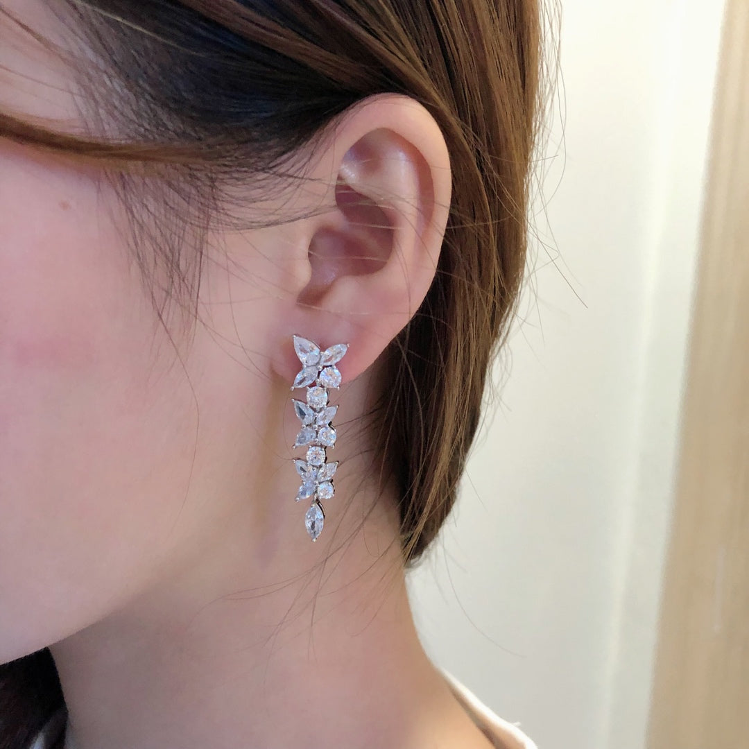 [Reverie Jewels]VICTORIA SILVER DIAMOND DROP EARRINGS
