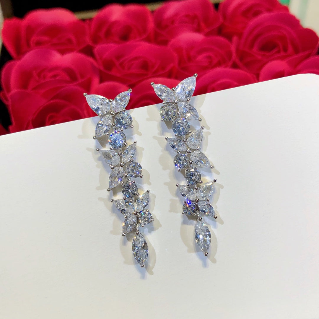 [Reverie Jewels]VICTORIA SILVER DIAMOND DROP EARRINGS