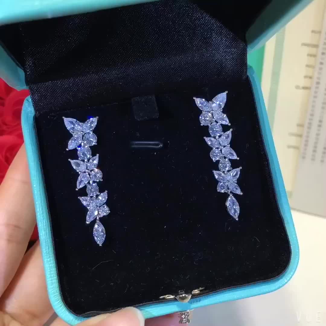 [Reverie Jewels]VICTORIA SILVER DIAMOND DROP EARRINGS