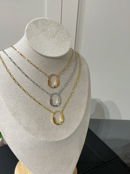 [Reverie Jewels]LOCK MEDIUM PENDANT DIAMOND NECKLACE
