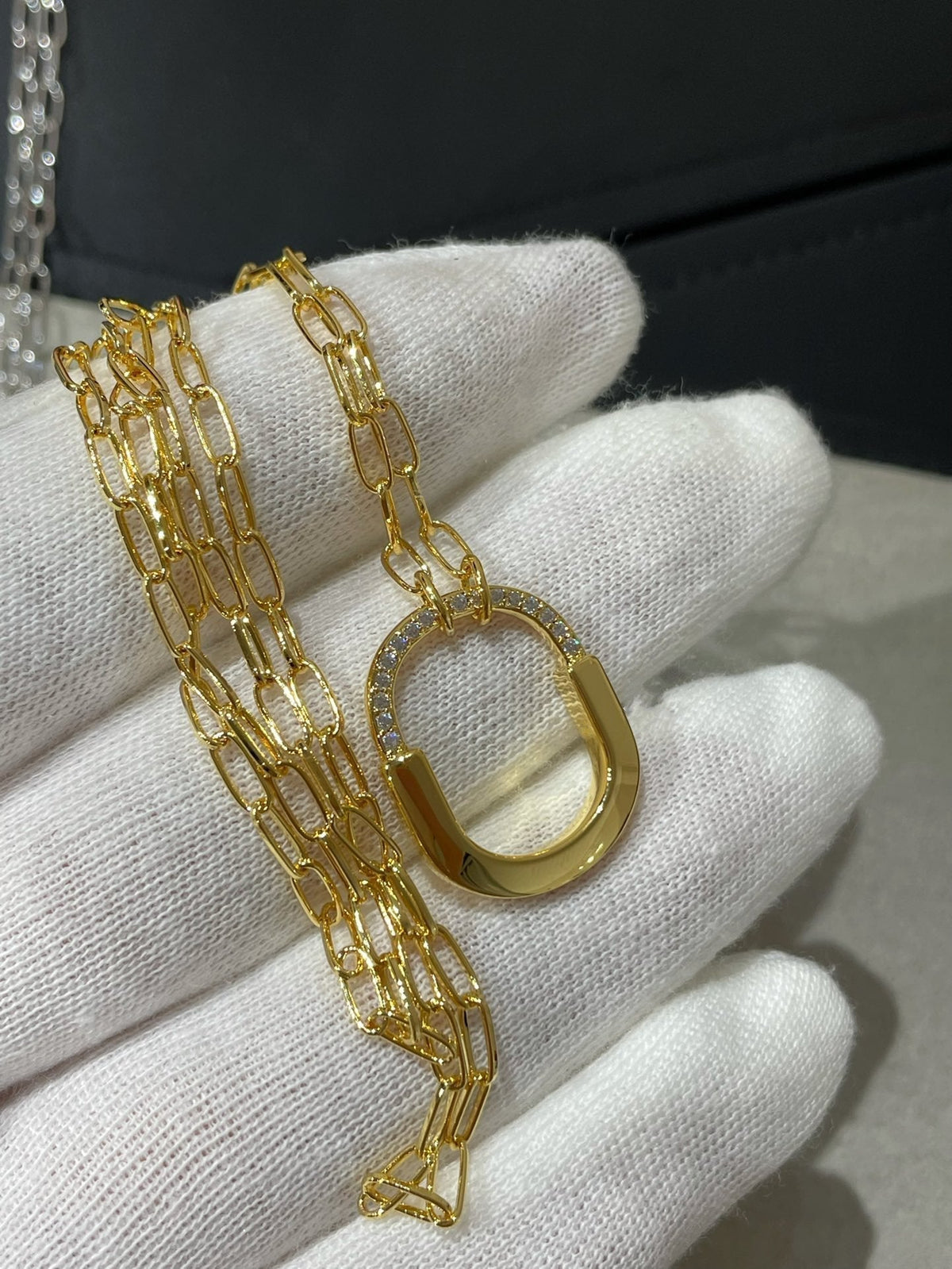[Reverie Jewels]LOCK MEDIUM PENDANT DIAMOND NECKLACE
