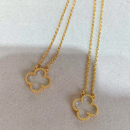 [⭐Reverie Jewels]CLOVER ROCK CRYSTAL ROSE GOLD NECKLACE