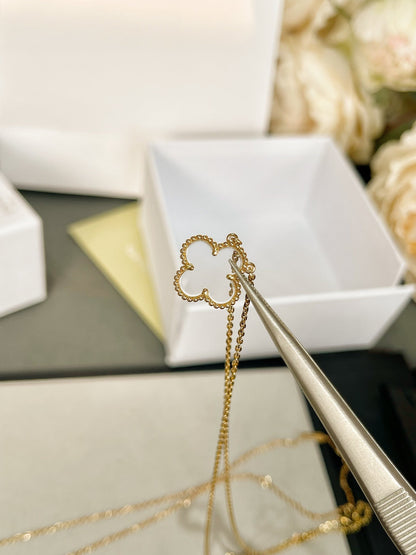 [⭐Reverie Jewels]CLOVER ROCK CRYSTAL ROSE GOLD NECKLACE