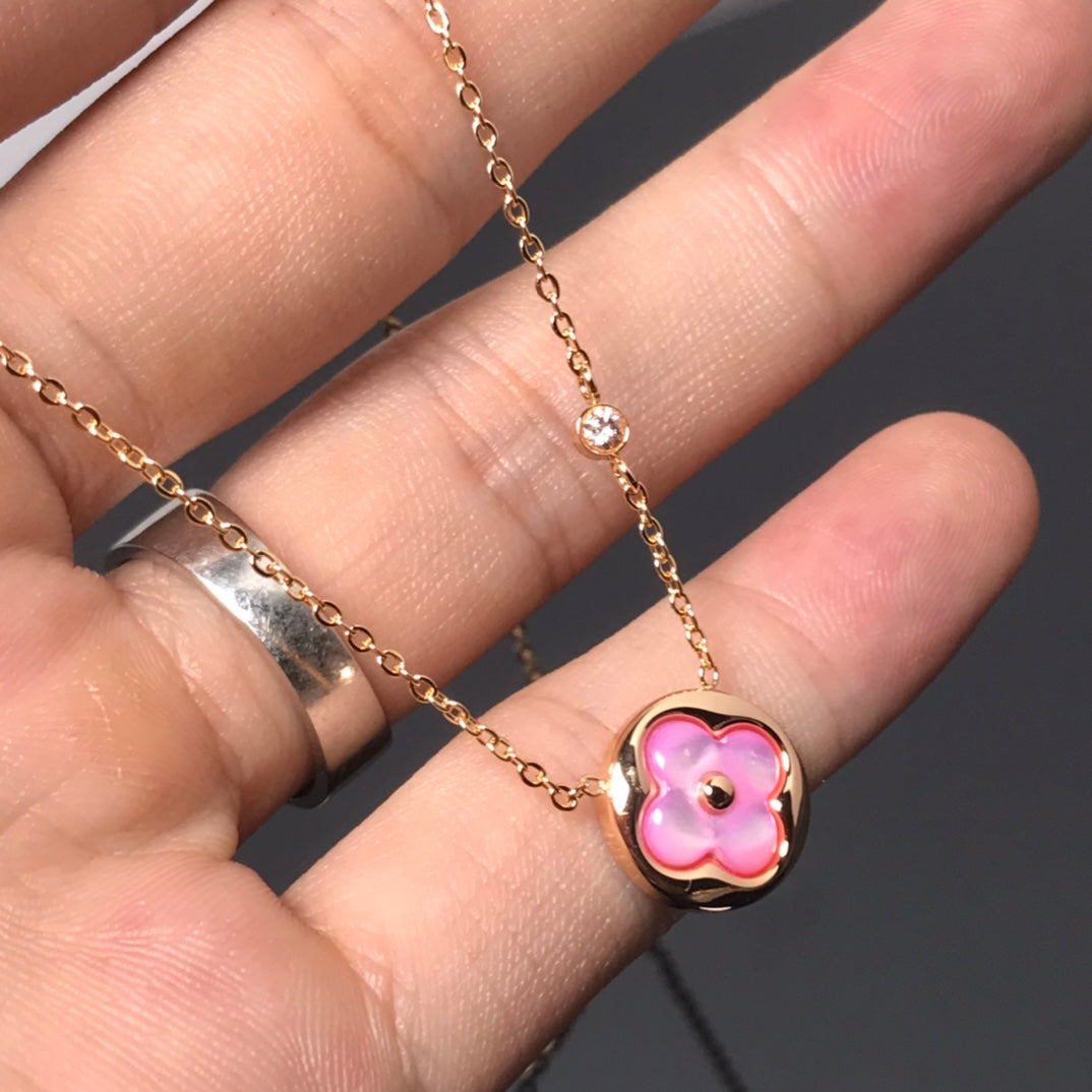 [⭐Reverie Jewels]COLOR BLOSSOM PINK MOP SUN GOLD NECKLACE