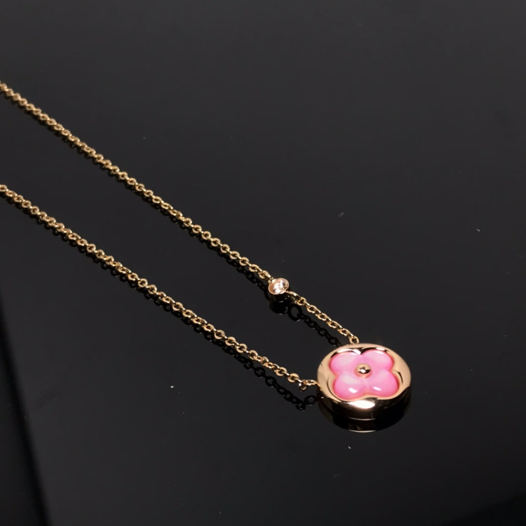 [⭐Reverie Jewels]COLOR BLOSSOM PINK MOP SUN GOLD NECKLACE