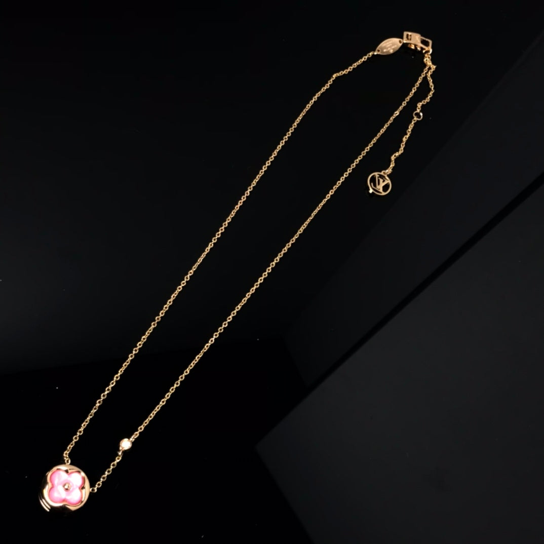 [⭐Reverie Jewels]COLOR BLOSSOM PINK MOP SUN GOLD NECKLACE