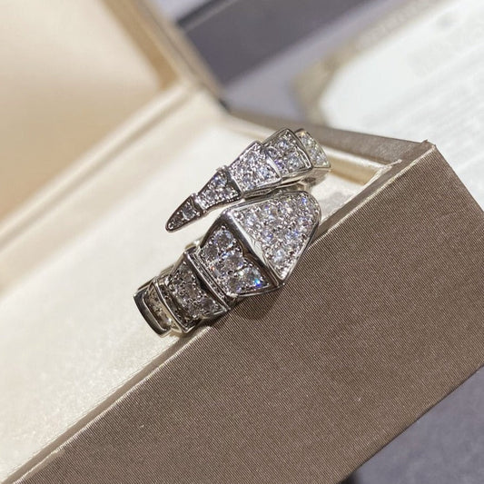 [⭐Reverie Jewels]SERPENTI LARGE RING SILVER DIAMOND PAVED