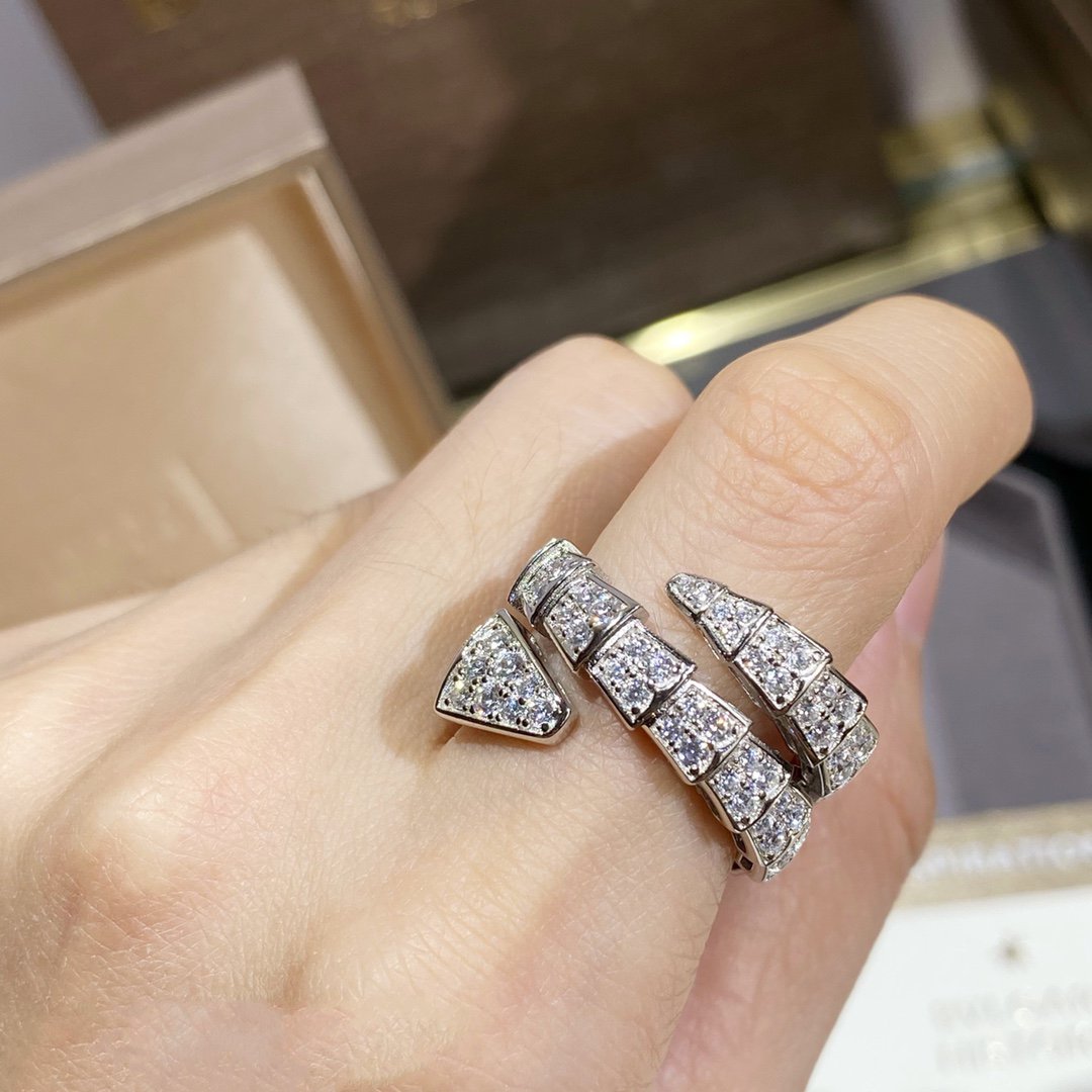 [⭐Reverie Jewels]SERPENTI DOUBLE RING SILVER DIAMOND PAVED
