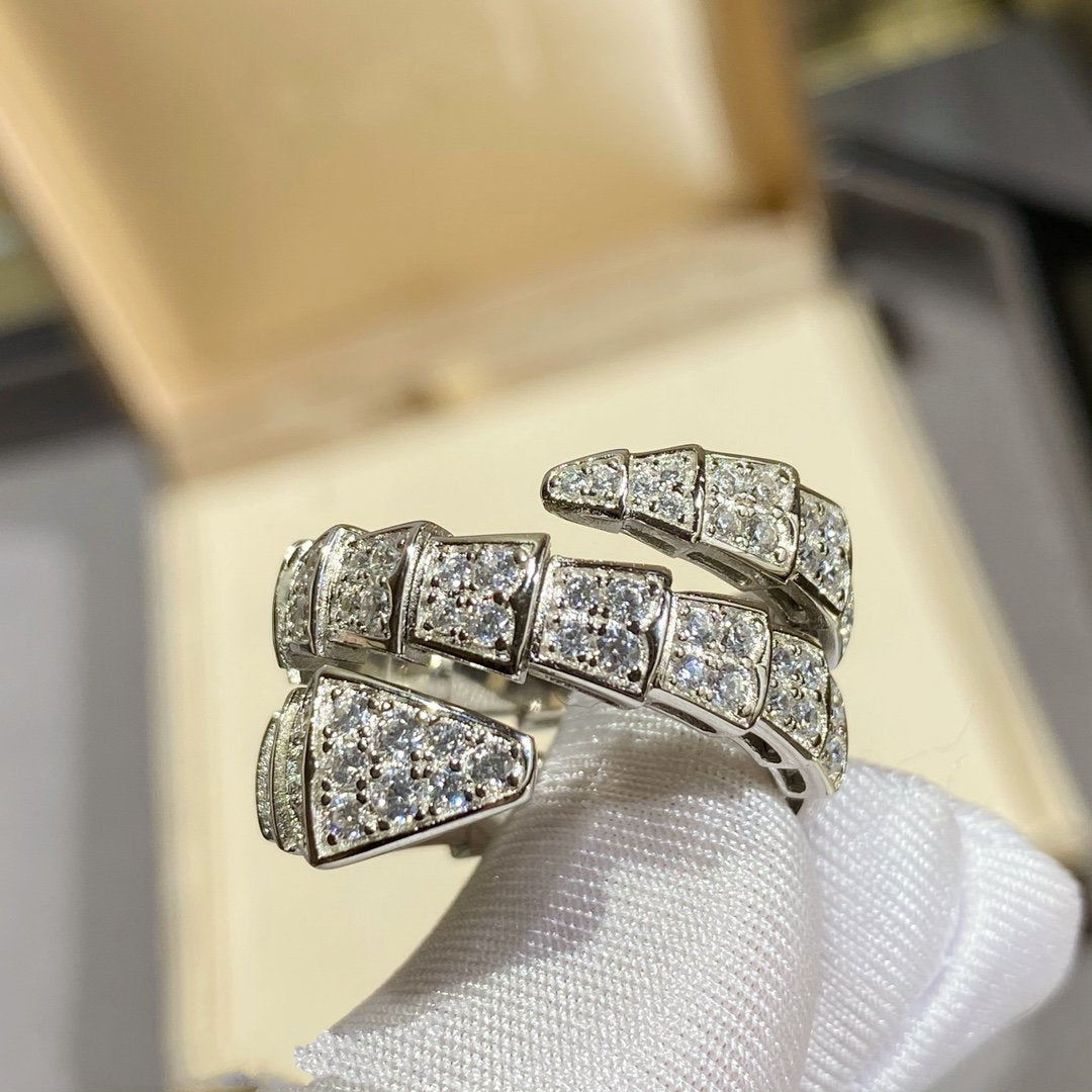 [⭐Reverie Jewels]SERPENTI DOUBLE RING SILVER DIAMOND PAVED