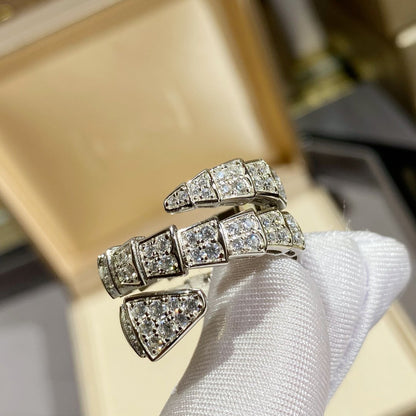 [⭐Reverie Jewels]SERPENTI DOUBLE RING SILVER DIAMOND PAVED
