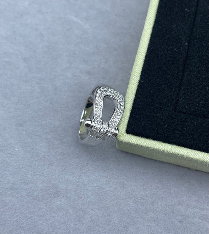[⭐Reverie Jewels]Wide Hoof-Shaped Diamond-Studded Ring