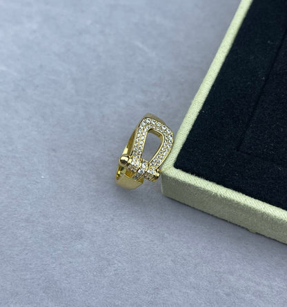 [⭐Reverie Jewels]Wide Hoof-Shaped Diamond-Studded Ring