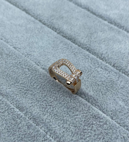 [⭐Reverie Jewels]Wide Hoof-Shaped Diamond-Studded Ring