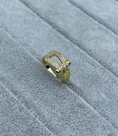 [⭐Reverie Jewels]Wide Hoof-Shaped Diamond-Studded Ring