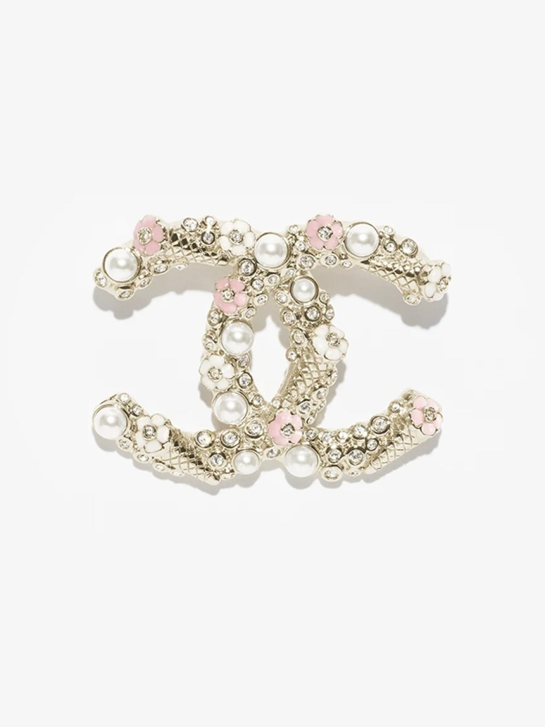 [⭐Reverie Jewels]26C Pink-White Enamel Ice Cream Cone Double C Brooch