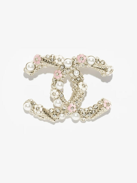 [⭐Reverie Jewels]26C Pink-White Enamel Ice Cream Cone Double C Brooch