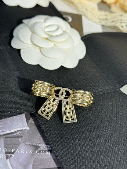 [⭐Reverie Jewels]25K Hollow Bow Brooch