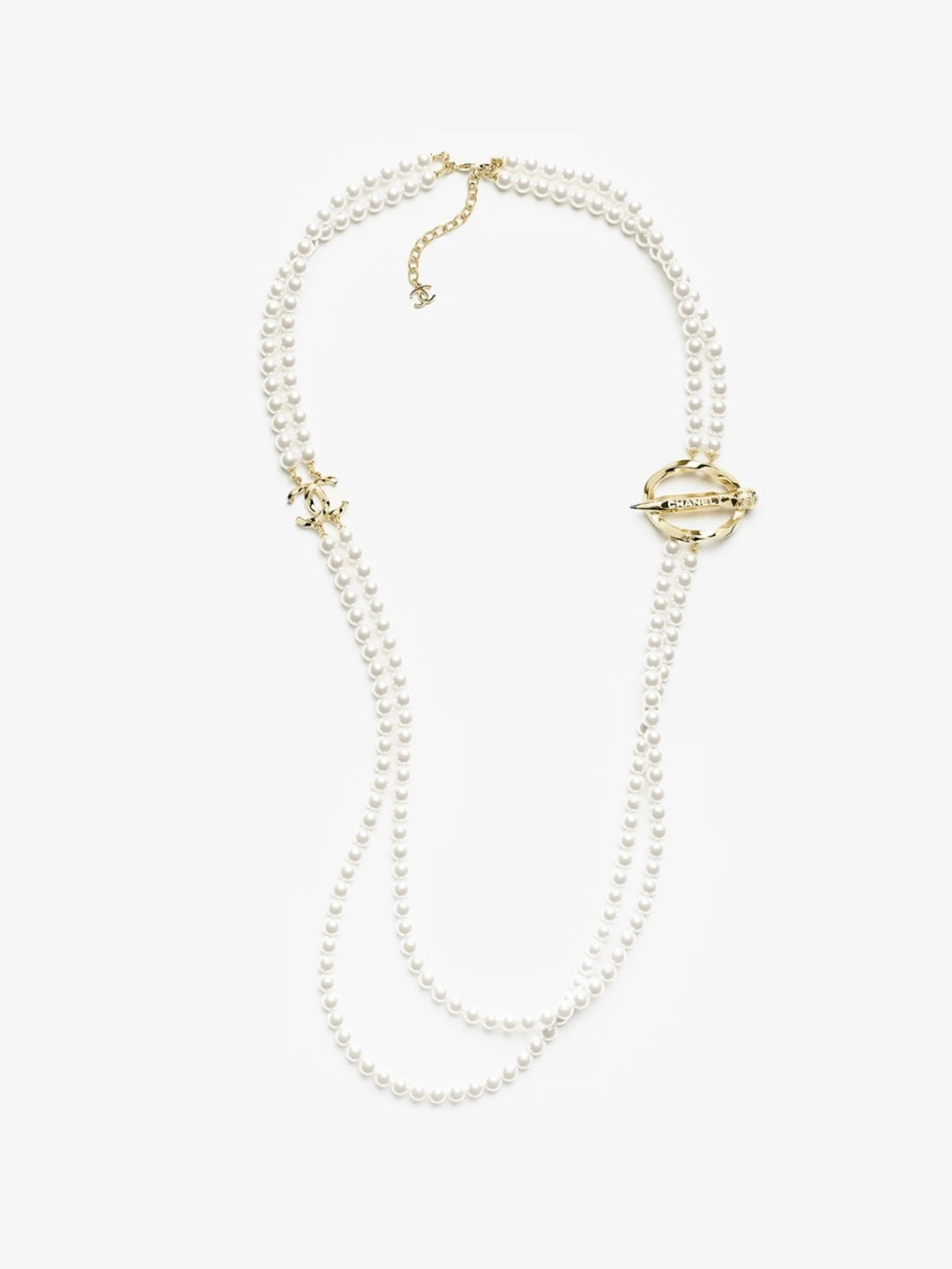 [⭐Reverie Jewels]25K Pencil Double C Double-Layer Pearl Sweater Chain