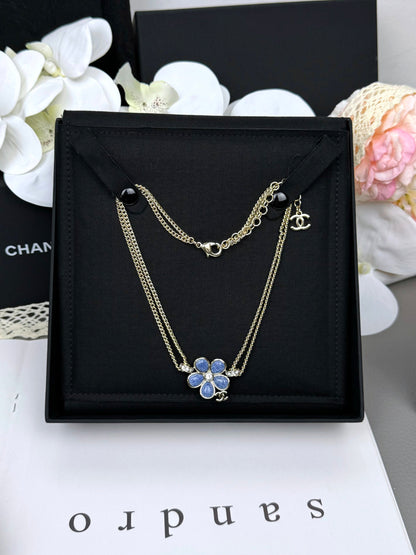[⭐Reverie Jewels]New Blue Floral Double-Layer Necklace
