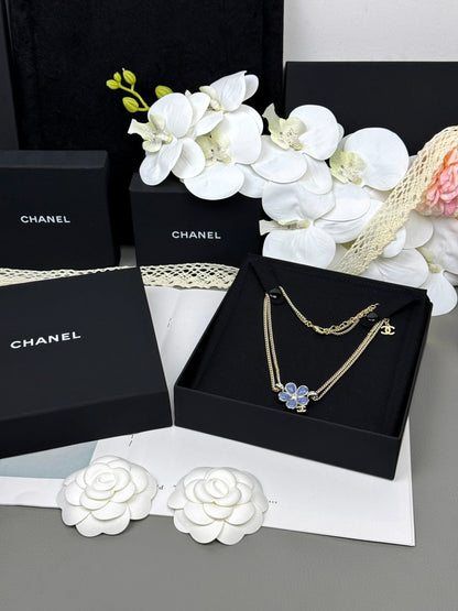 [⭐Reverie Jewels]New Blue Floral Double-Layer Necklace