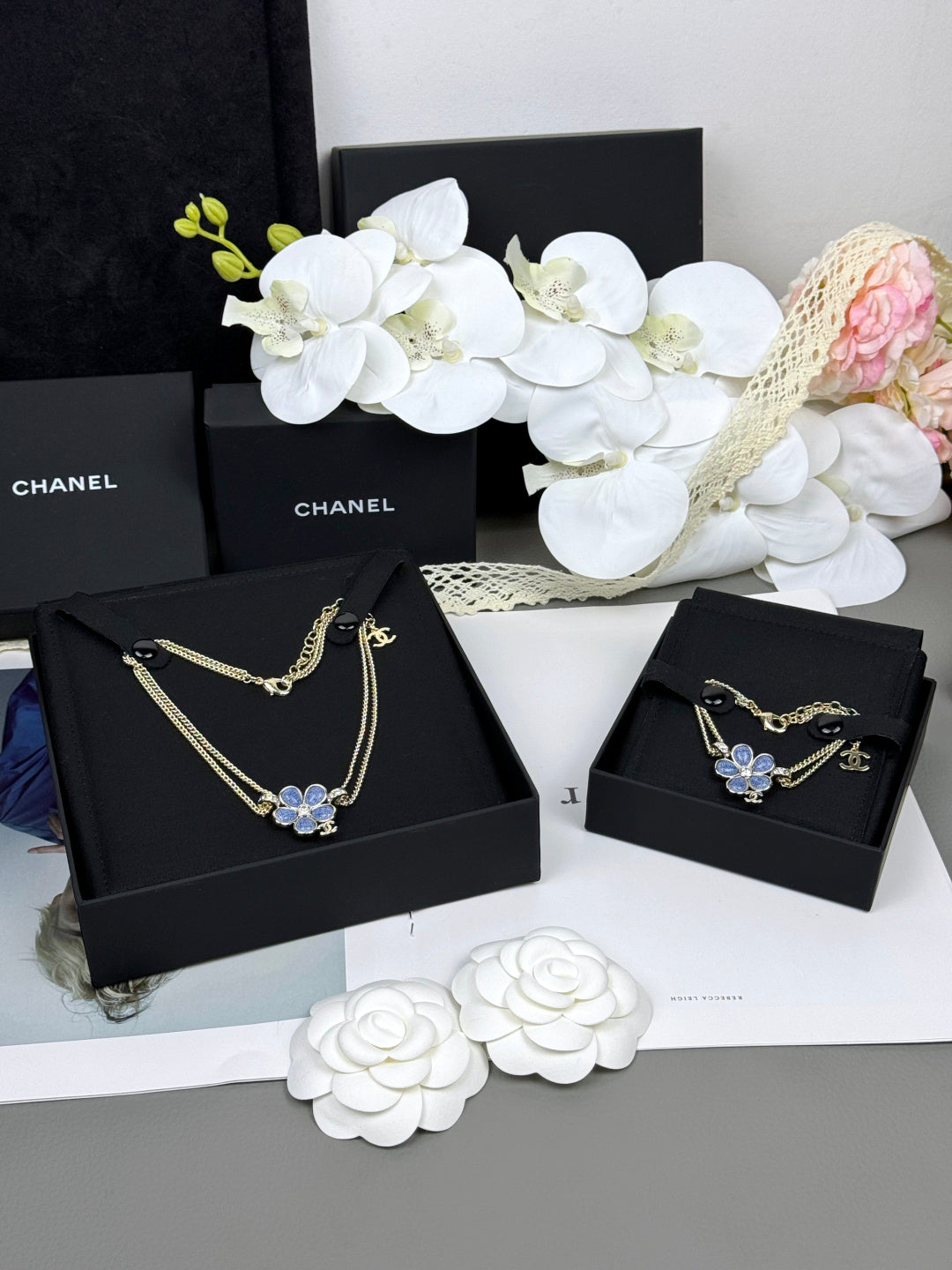 [⭐Reverie Jewels]New Blue Floral Double-Layer Necklace