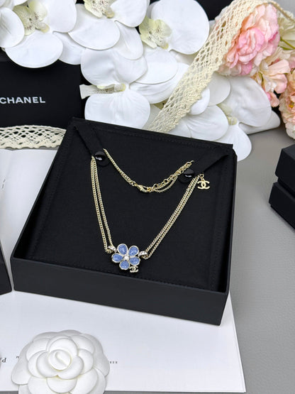 [⭐Reverie Jewels]New Blue Floral Double-Layer Necklace