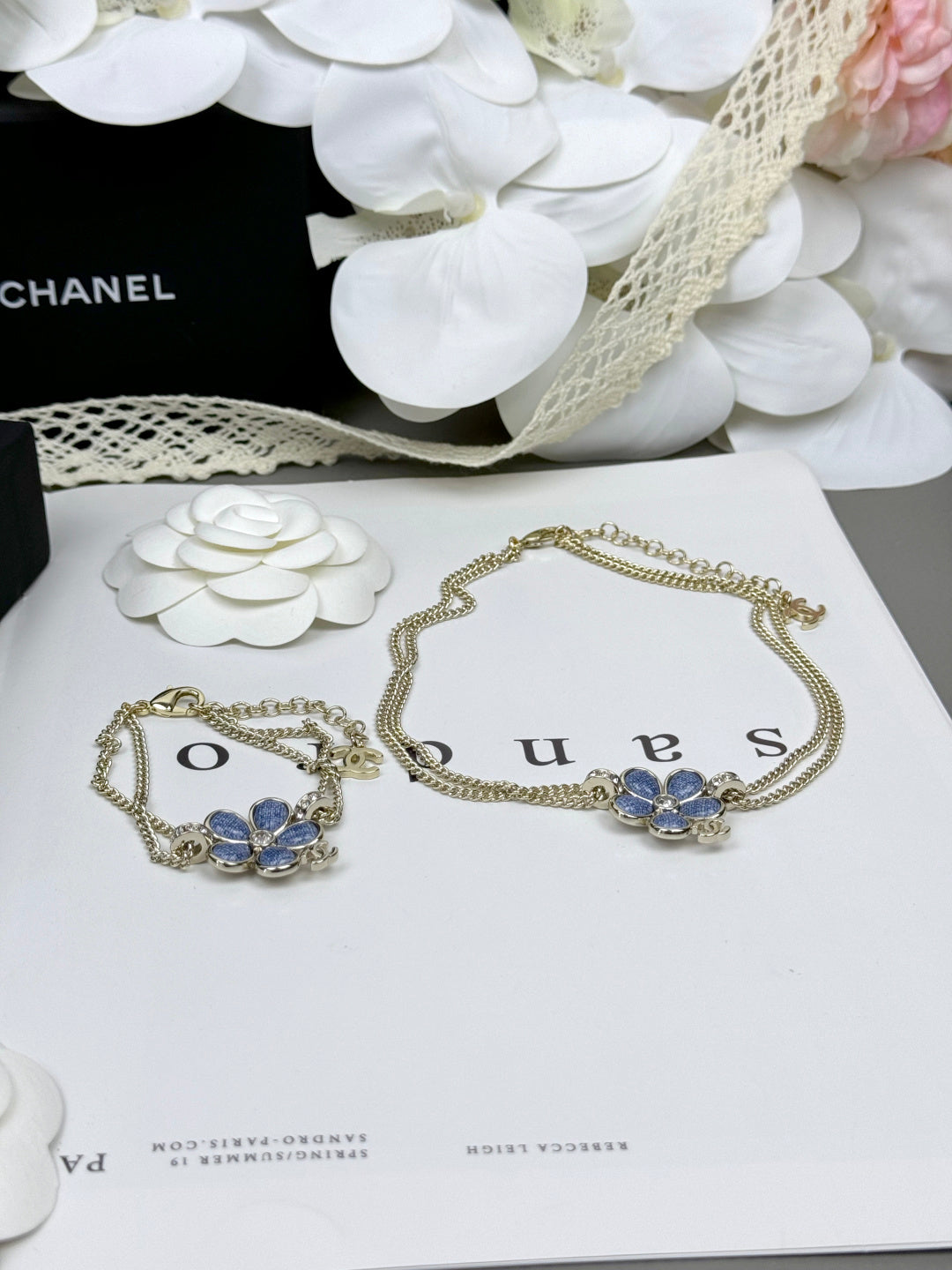 [⭐Reverie Jewels]New Blue Floral Double-Layer Necklace