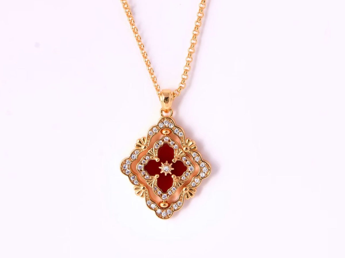 [⭐Reverie Jewels] B.C.L ENAMEL ROTATING SINGLE-DIAMOND NECKLACE（Various colors）