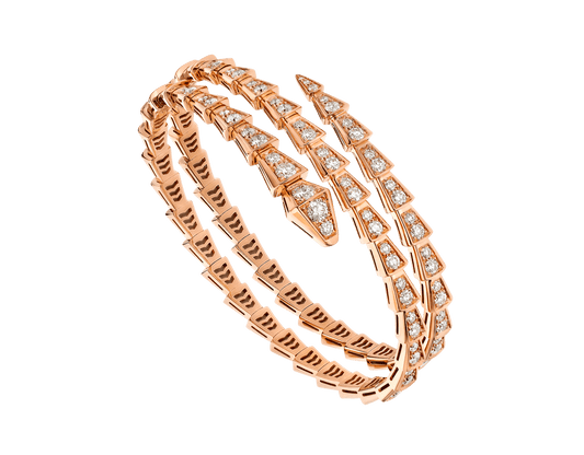 [⭐Reverie Jewels]SERPENTI BRACELET PINK GOLD DIAMOND DOUBLE ROW