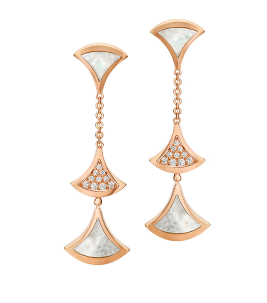 [⭐Reverie Jewels]DREAM EARRINGS 3 MOTIFS DIAMOND MOP PINK GOLD