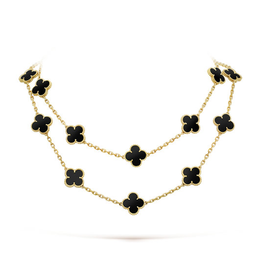[⭐Reverie Jewels]CLOVER 20 MOTIFS ONYX NECKLACE