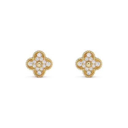 [⭐Reverie Jewels]CLOVER MEDIUM 1 MOTIFS FUll DIAMOND EARRINGS