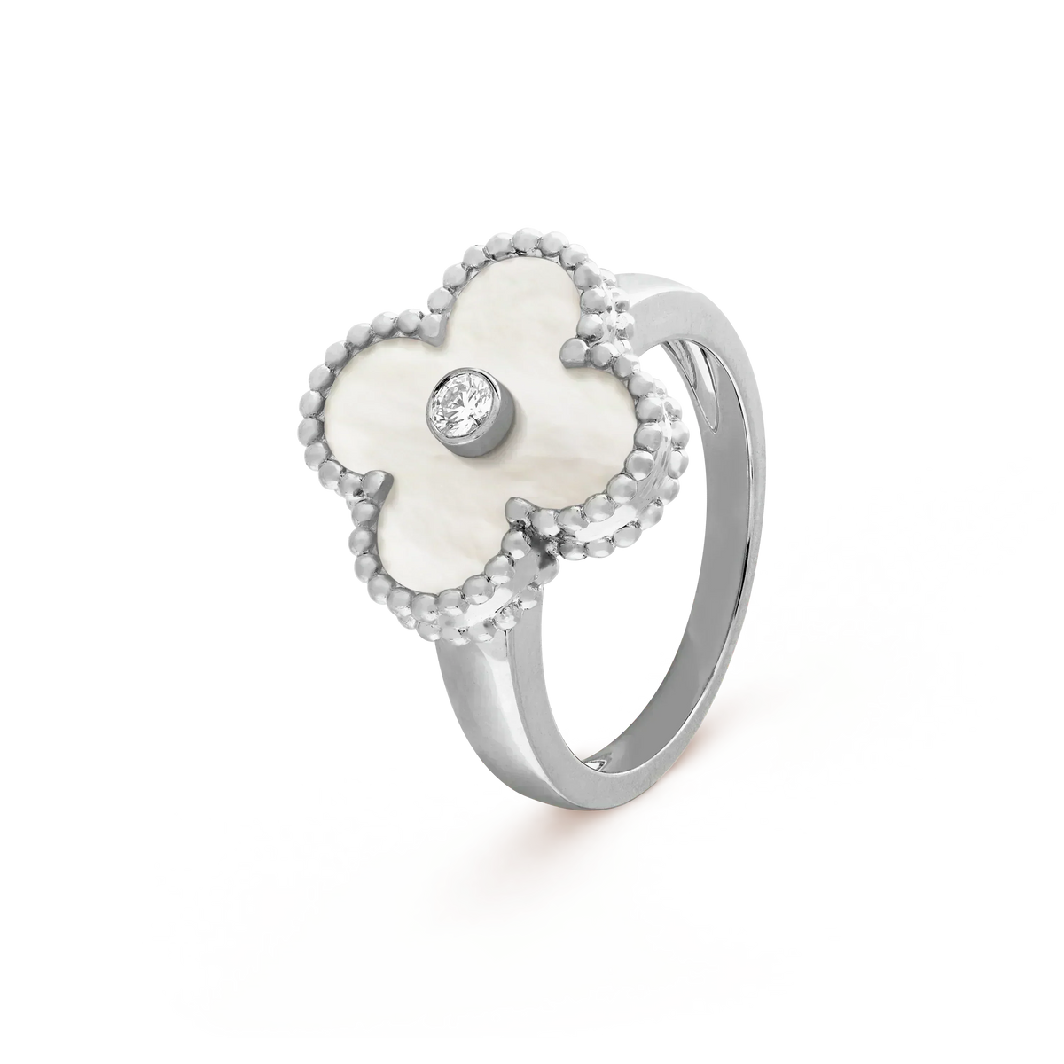 [⭐Reverie Jewels]CLOVER SILVER MOP DIAMOND RING