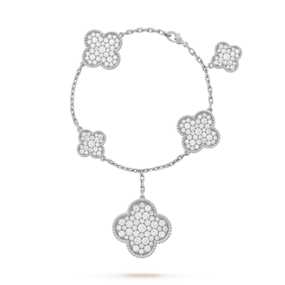 [⭐Reverie Jewels]CLOVER 6 MOTIFS SILVER DIAMOND BRACELET