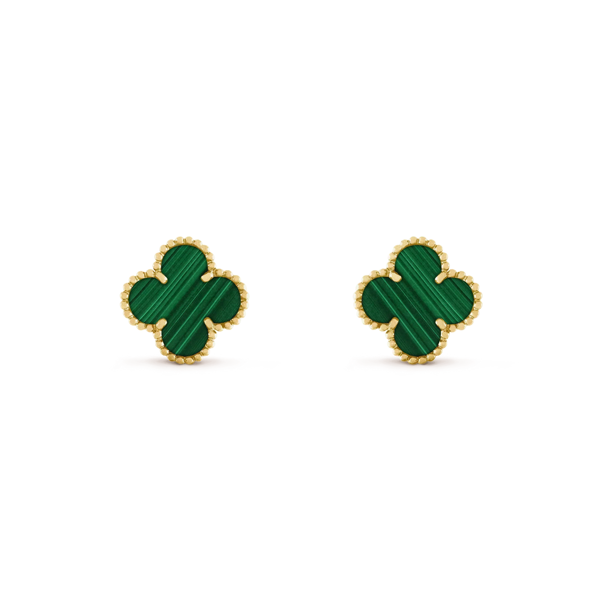 [⭐Reverie Jewels]CLOVER MEDIUM 1 MOTIFS MALACHITE  EARRINGS