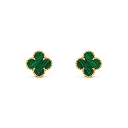 [⭐Reverie Jewels]CLOVER MEDIUM 1 MOTIFS MALACHITE  EARRINGS